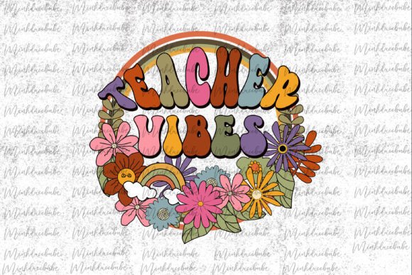 Retro Teacher Vibes PNG