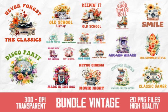 Retro Wild Flowers Bundle Design: Vintage Charm Meets Modern Creativity